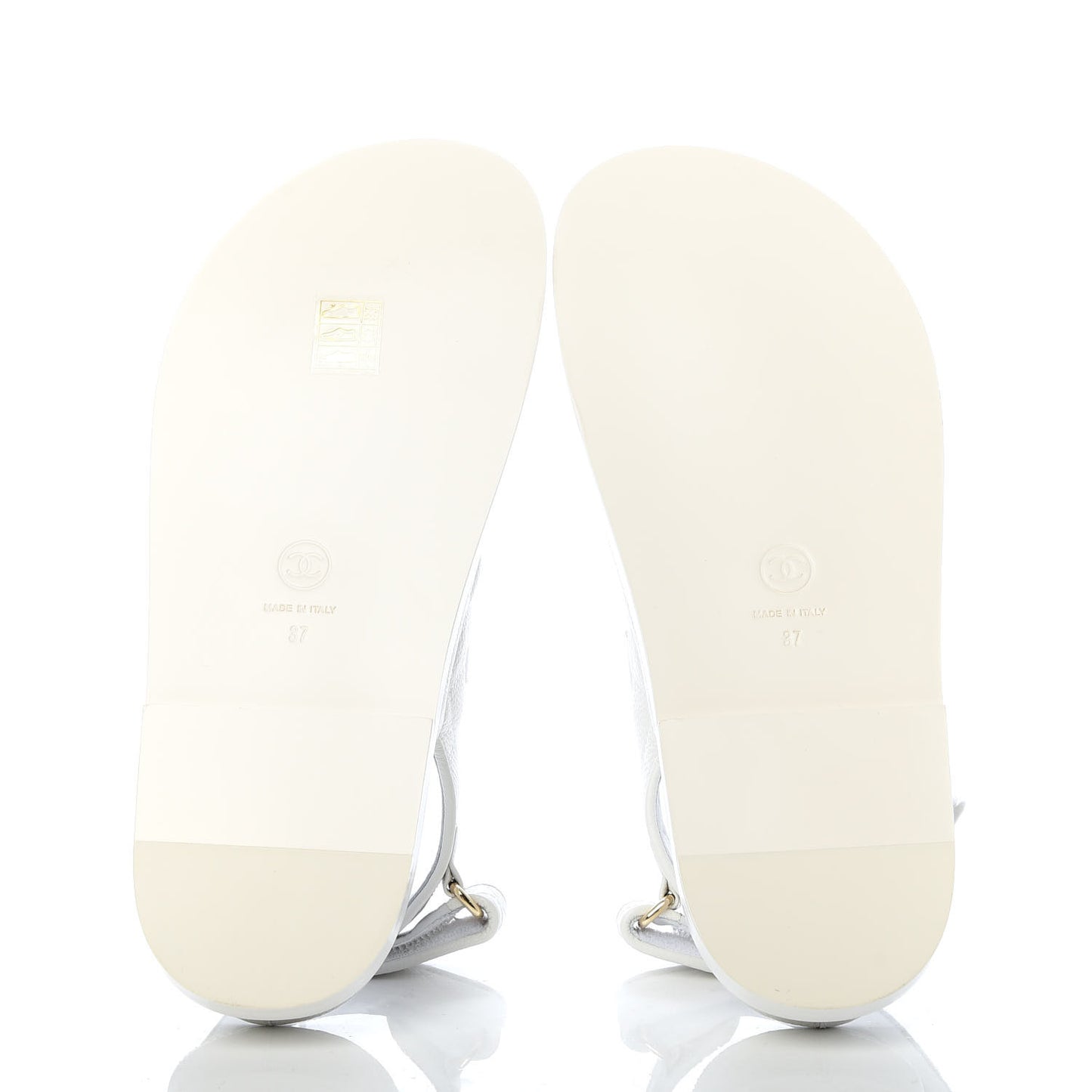 Grained Calfskin Velcro Dad Sandals 37 White