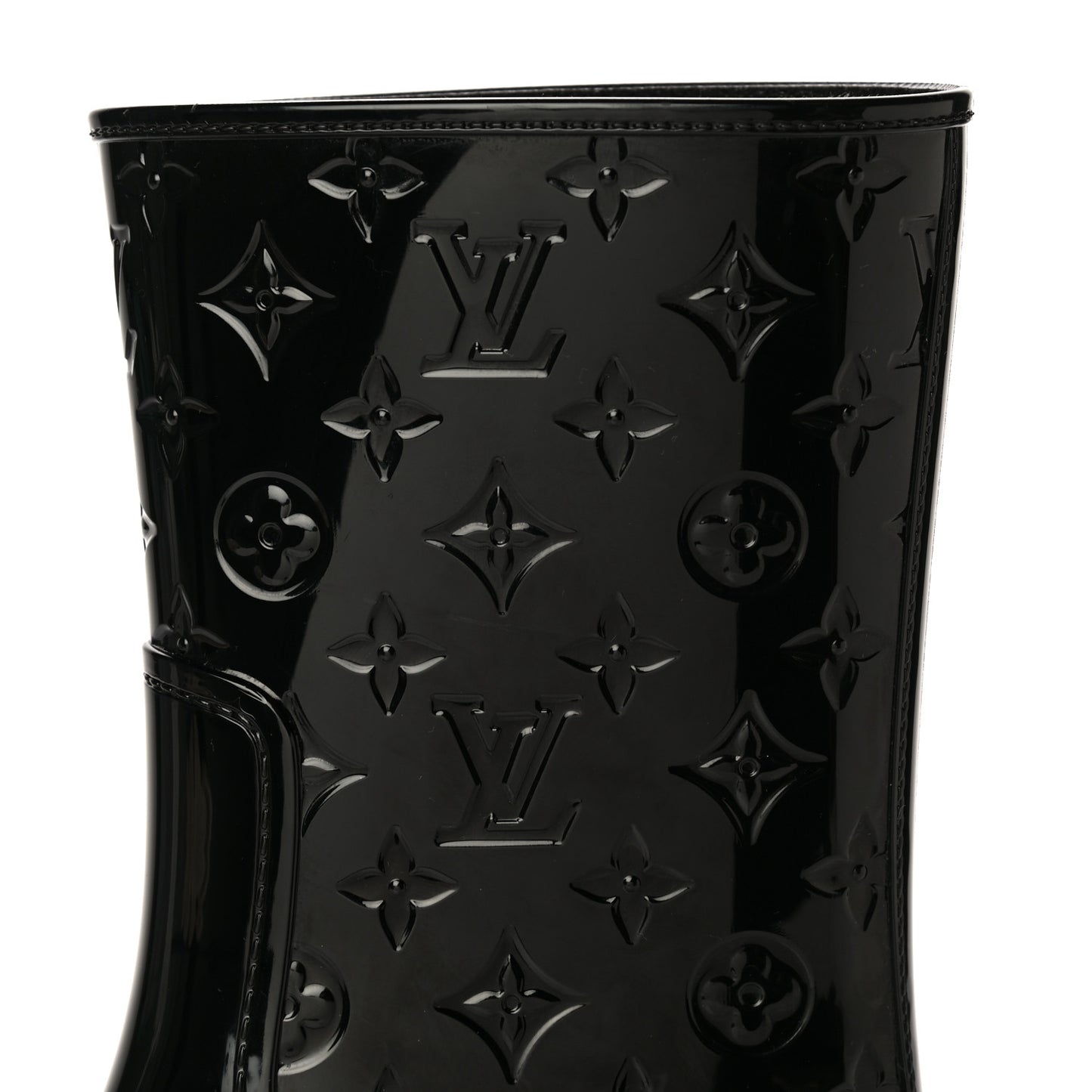 Rubber Embossed Monogram Drops Flat Half Boots 41 Black