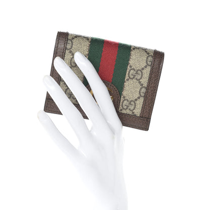 Gucci GG Supreme Monogram Web Ophidia Card Case Beige New Acero 2 of 7