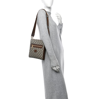 Gucci GG Supreme Monogram Azalea Calfskin Retro Interlocking G Flat Messenger Bag Beige Ebony Brown Sugar 2 of 11