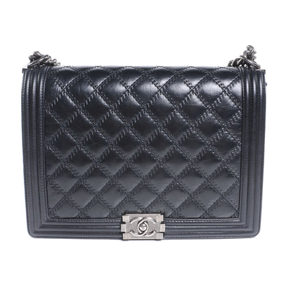 Chanel Calfskin Double Stitch Large Boy Flap Black 1 of 7