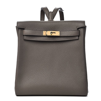 Hermes Taurillon Clemence Kelly Ado Backpack Etain 1 of 11