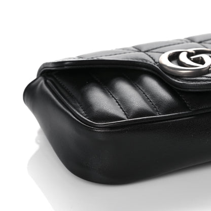 Gucci Calfskin Matelasse Aria Super Mini GG Marmont Shoulder Bag Black 8 of 10