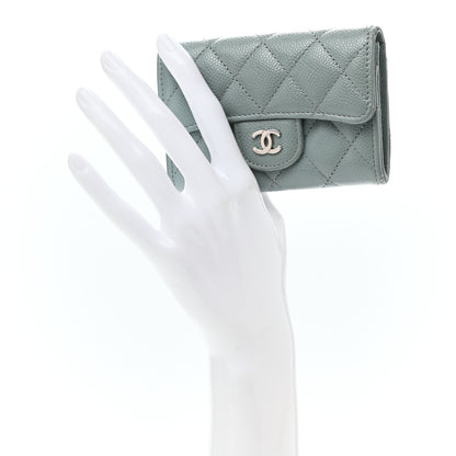 Chanel Caviar Quilted Flap Card Holder Wallet Light Blue 2 of 9