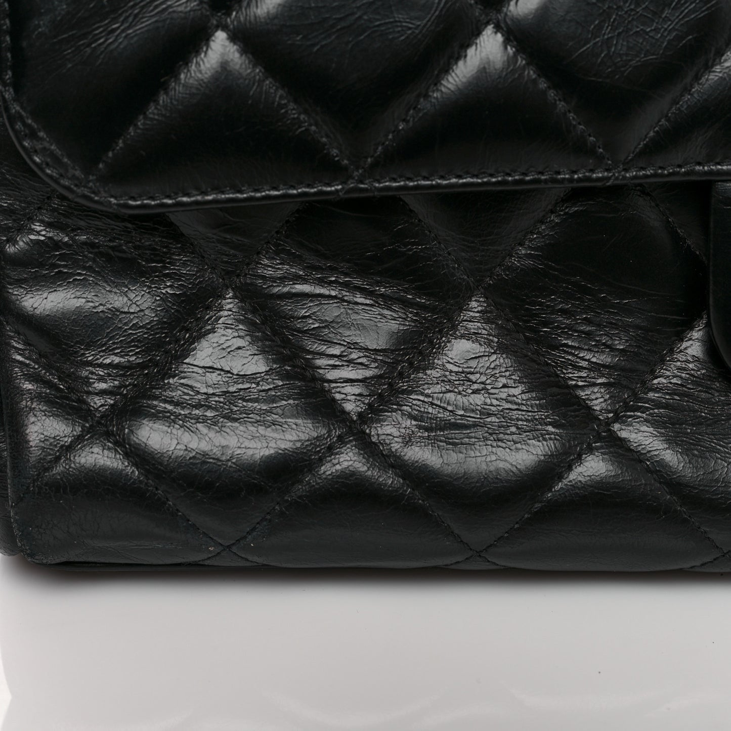 Glazed Calfskin Quilted Small CC Delivery Tote Black