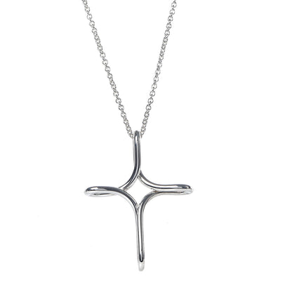 Tiffany Sterling Silver Elsa Peretti Infinity Cross Pendant Necklace 4 of 8
