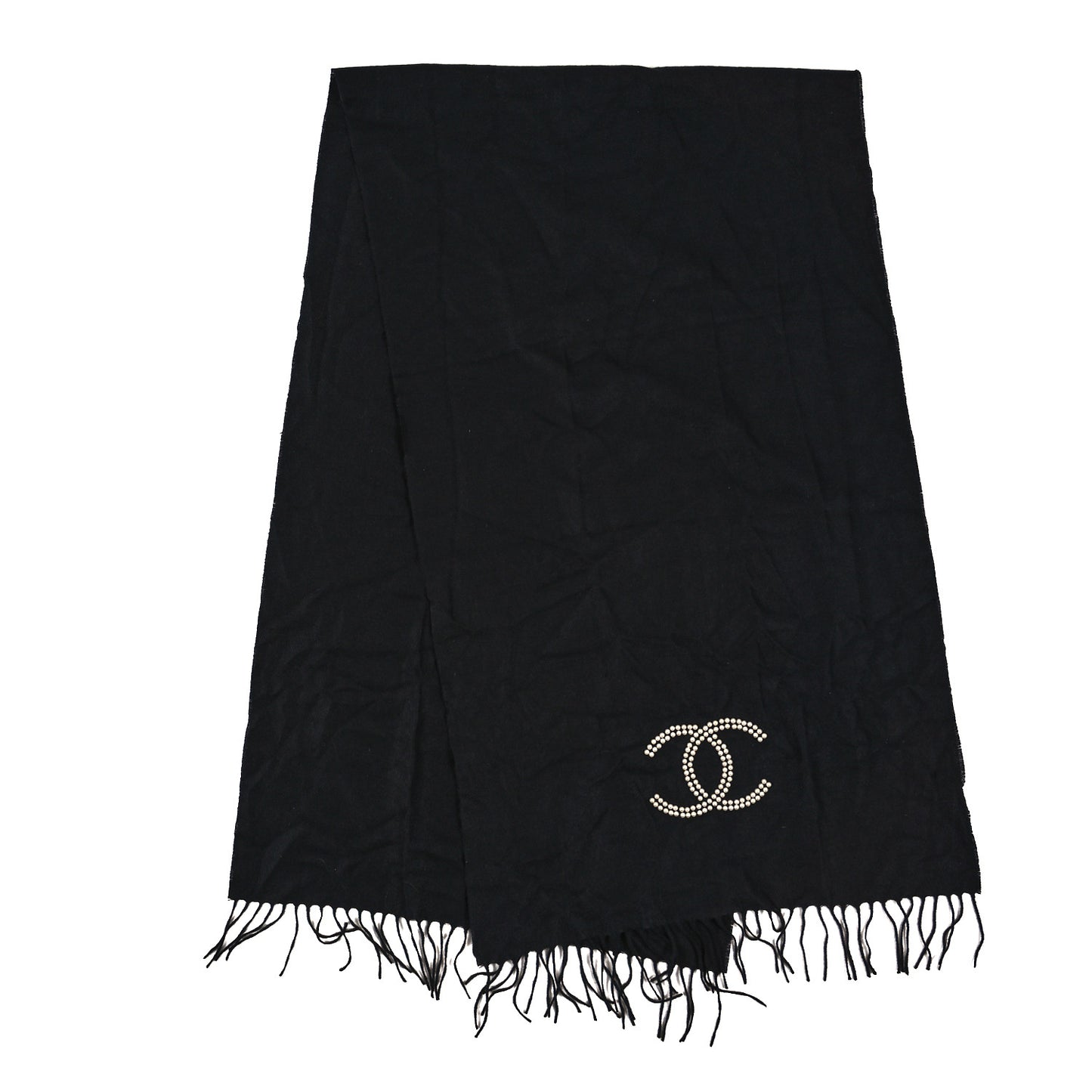 Cashmere Silk Pearl CC Scarf Black