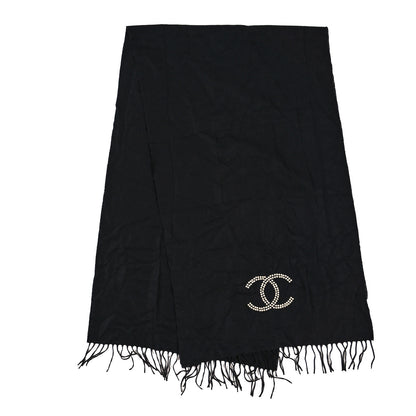 Chanel Cashmere Silk Pearl CC Scarf Black 2 of 3