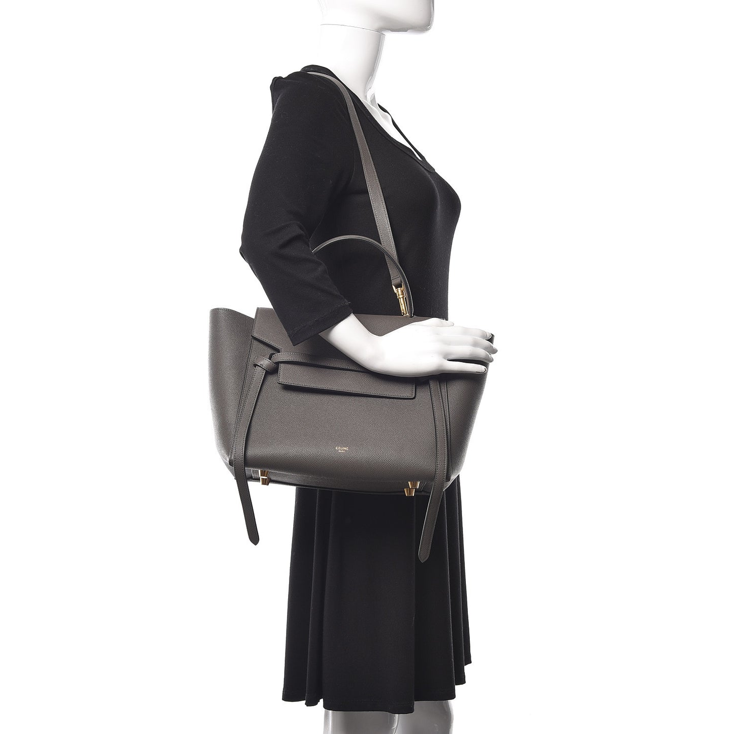 Grained Calfskin Mini Belt Bag Grey