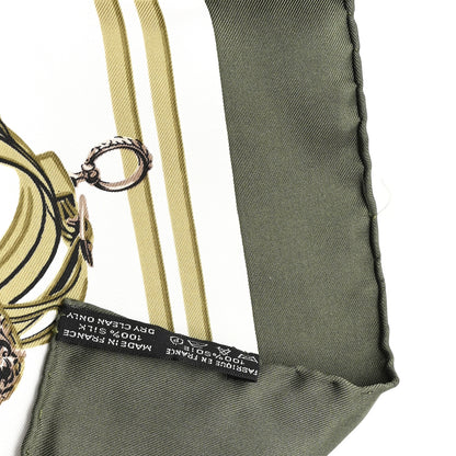 Hermes Silk Brides De Gala Pocket Square Scarf 45 Vert White 3 of 3