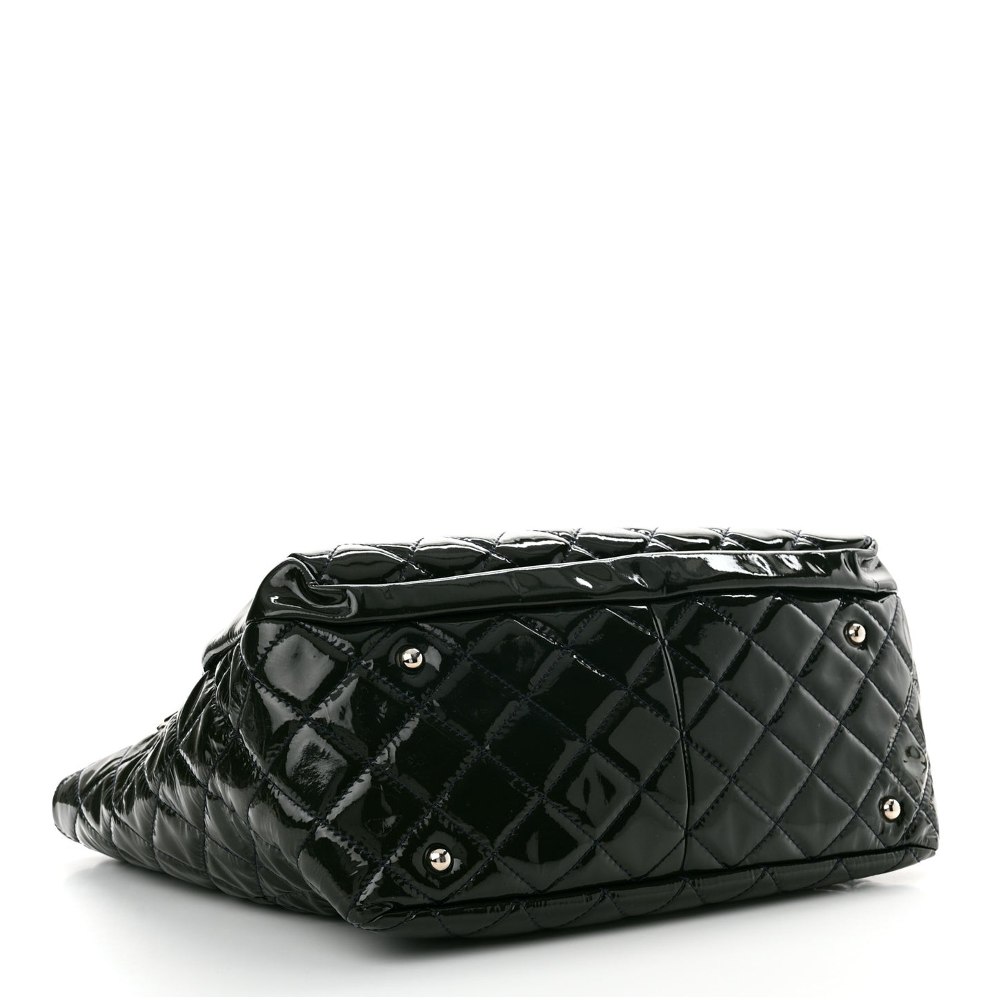 Patent Quilted Chic and Glitter Large Tote Navy Blue