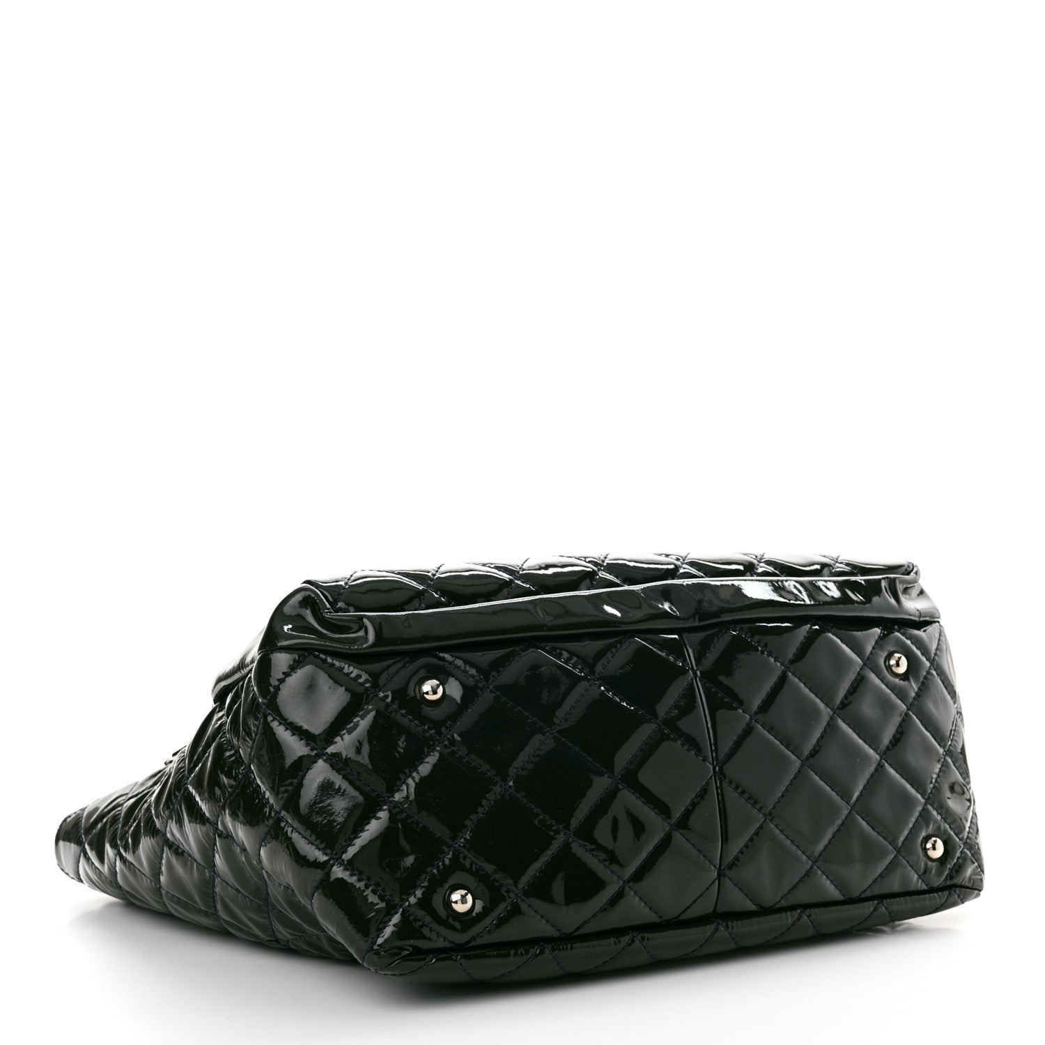 Chanel Patent Quilted Chic and Glitter Large Tote Navy Blue 4 of 12