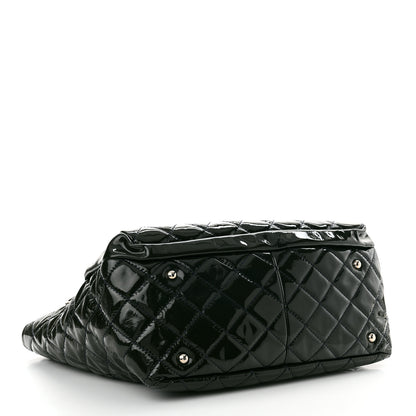 Chanel Patent Quilted Chic and Glitter Large Tote Navy Blue 4 of 12