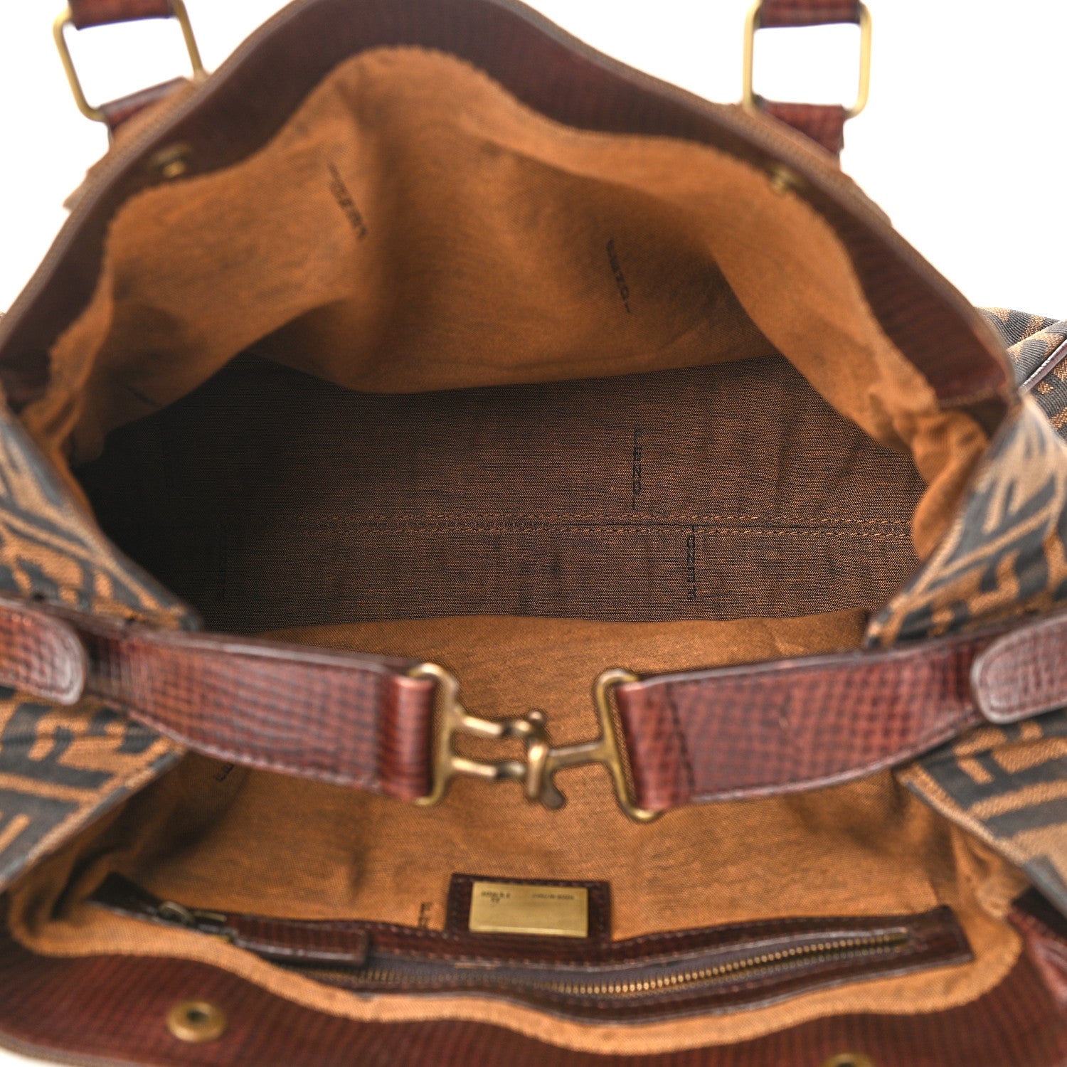 Fendi Zucca Calfskin Lizard Shoulder Bag Tobacco 5 of 12