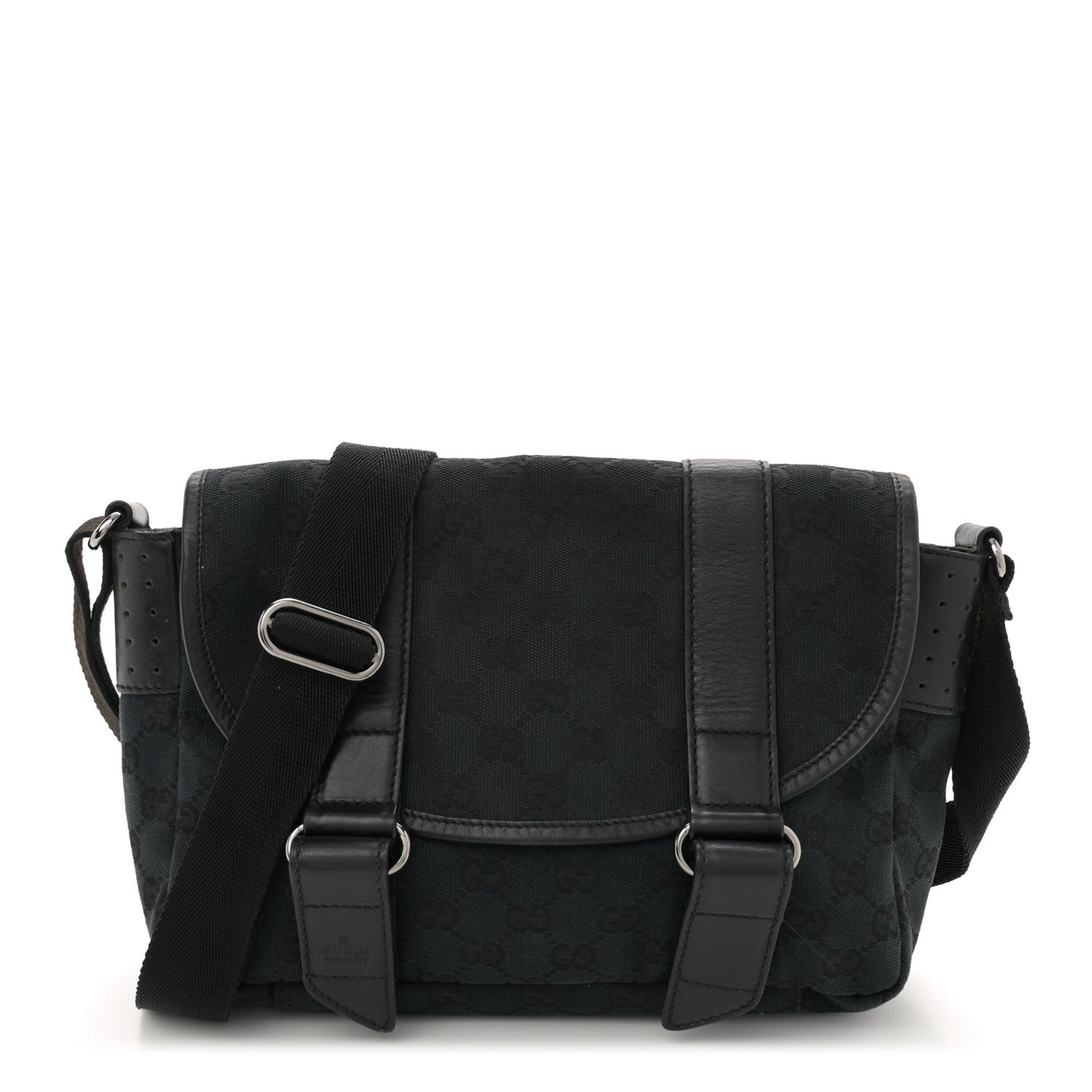 Monogram Small Double Buckle Flap Messenger Bag Black