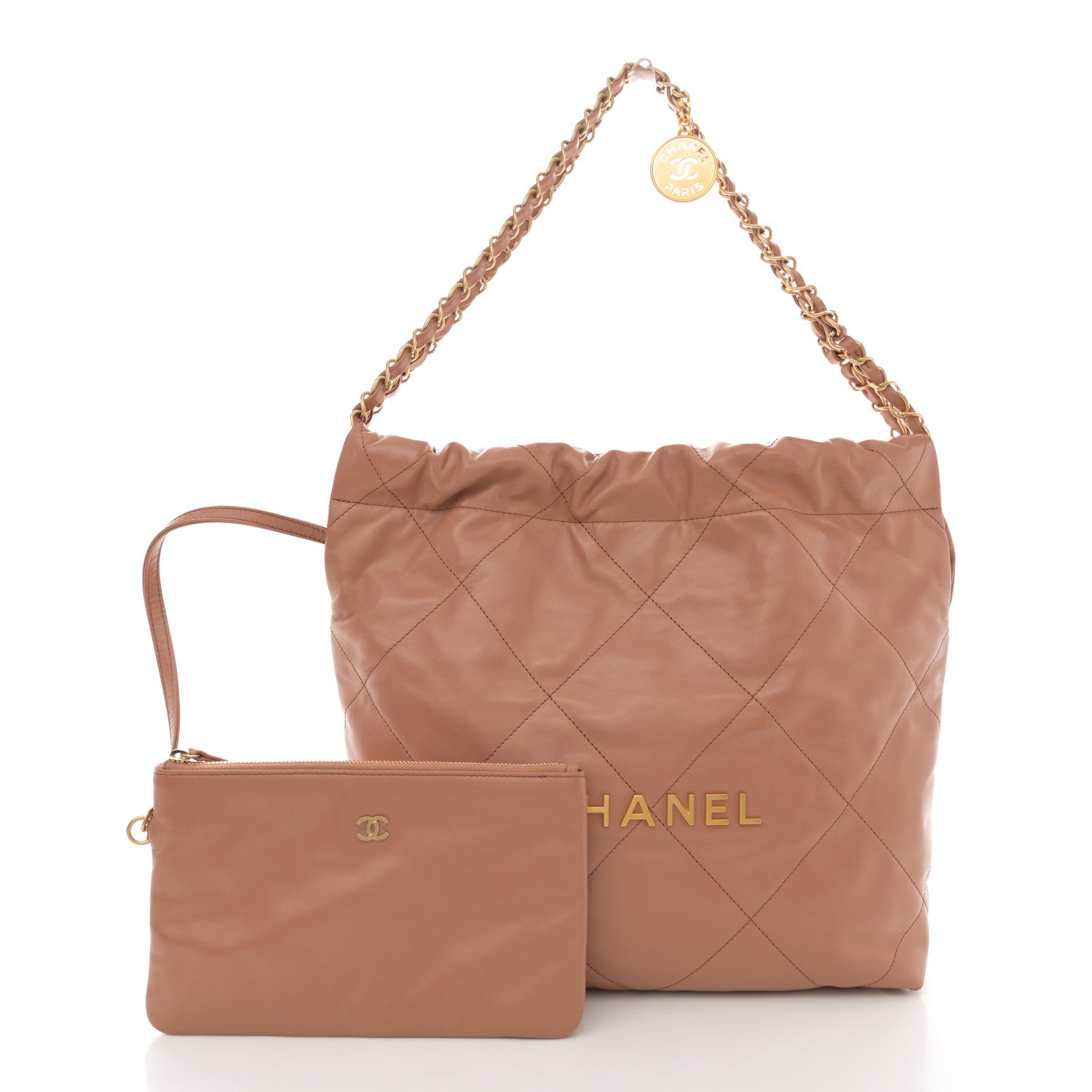 Chanel Shiny Calfskin Quilted Small Chanel 22 Camel 3 of 12