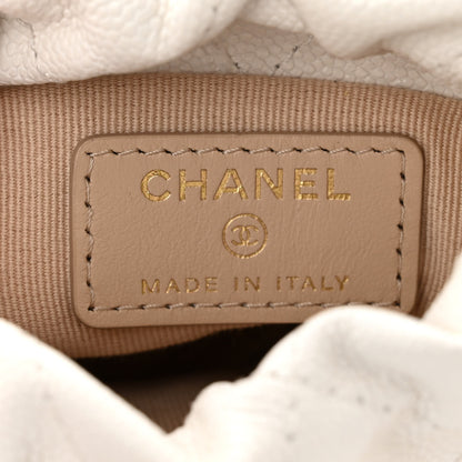 Chanel Caviar Quilted Twist Your Buttons Mini Bucket Bag White 6 of 10