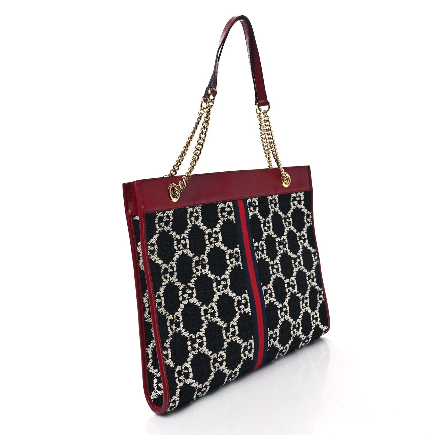 Tweed GG Monogram Large Rajah Chain Tote Romantic Cherry Black White