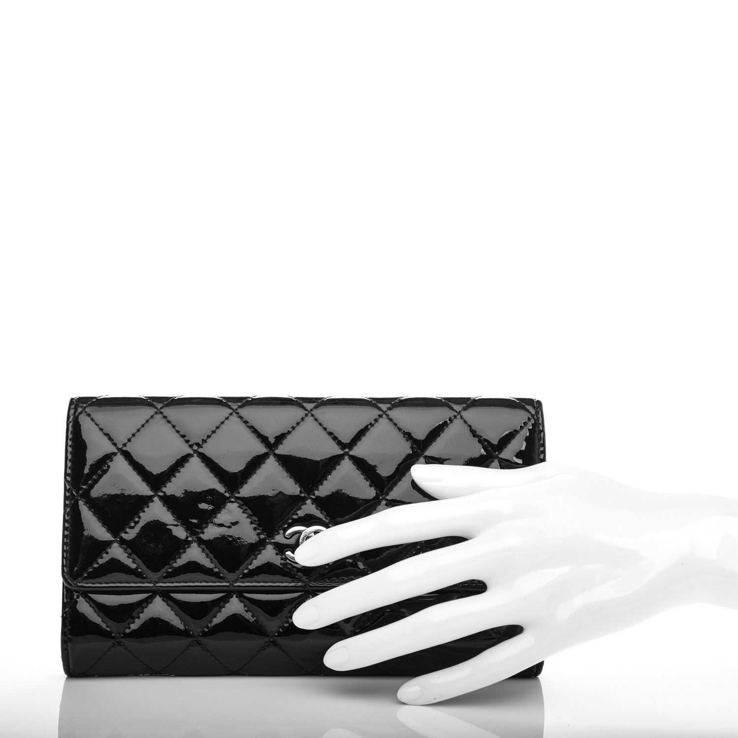 Chanel Patent Quilted Large Flap Wallet Black 2 of 7