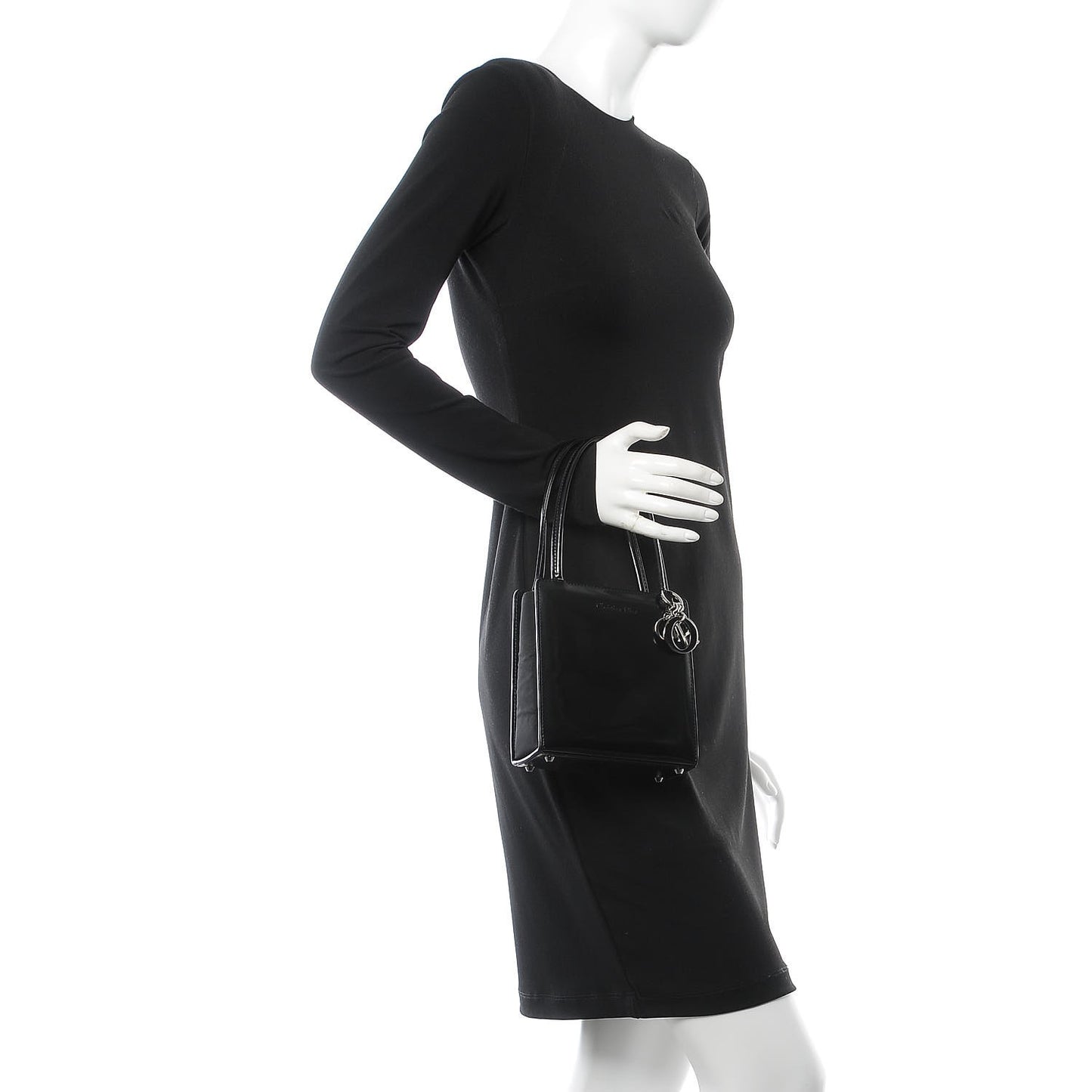 Patent Top Handle Bag Black