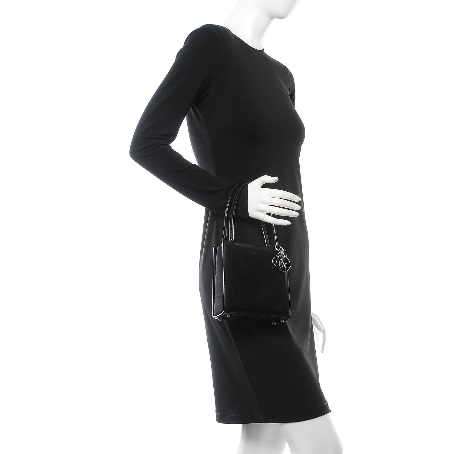 Christian Dior Patent Top Handle Bag Black 2 of 8