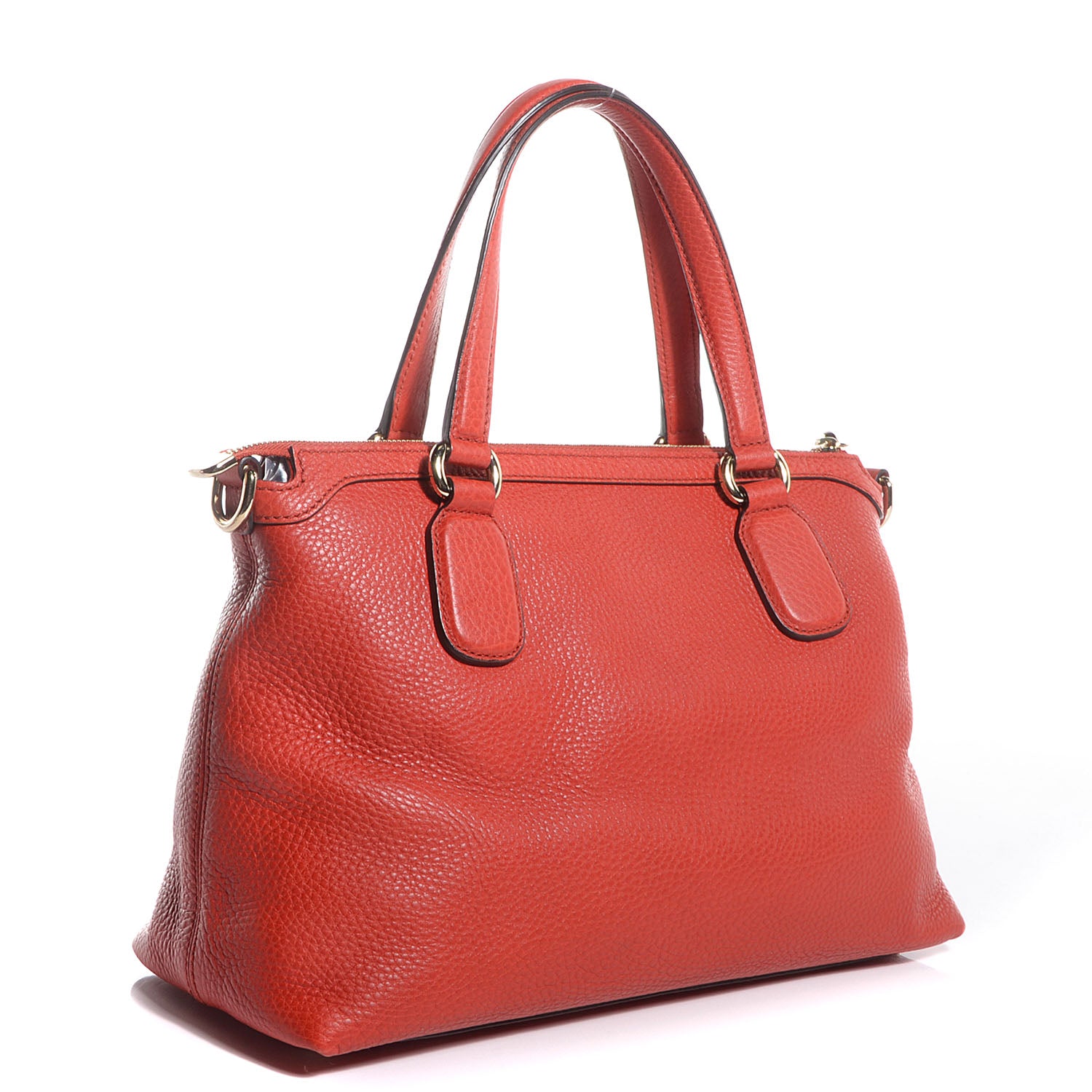 Gucci Pebbled Calfskin Small Soho Top Handle Bag Sun Orange 3 of 7