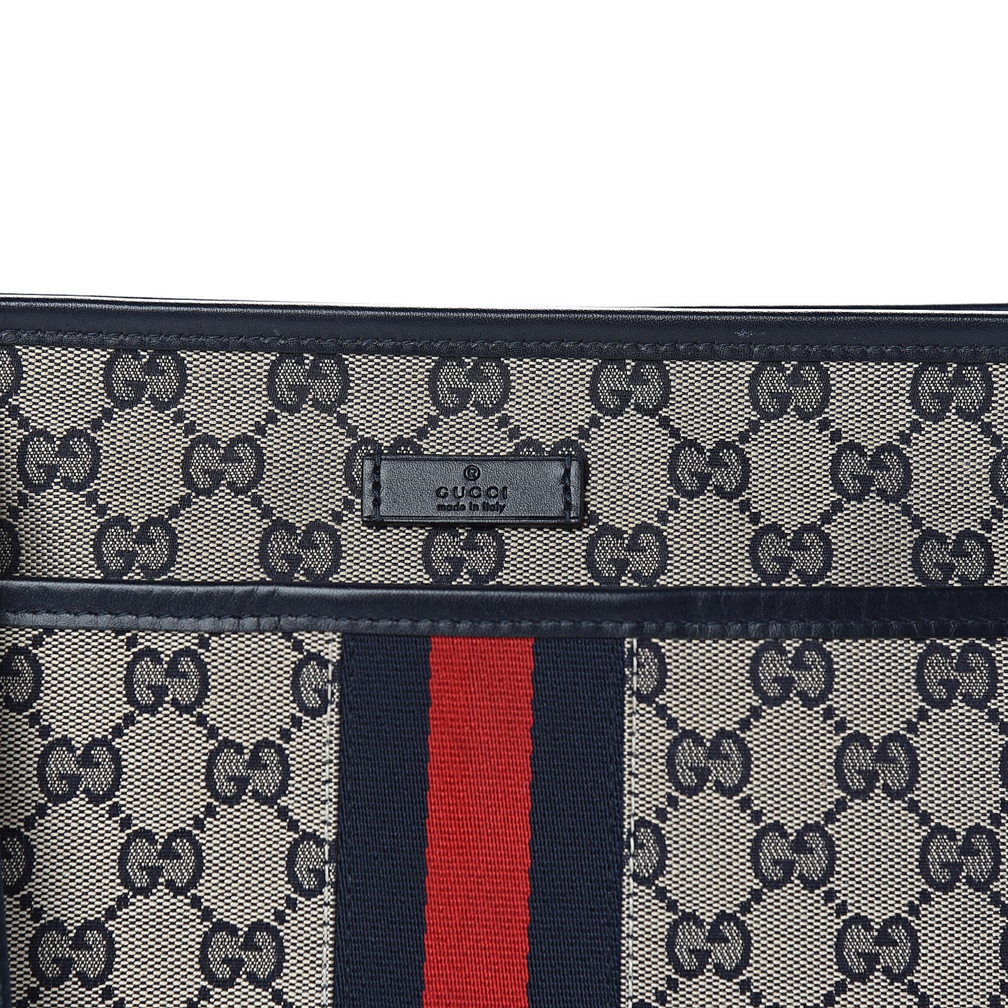 GG Supreme Monogram Web Flat Messenger Bag Navy