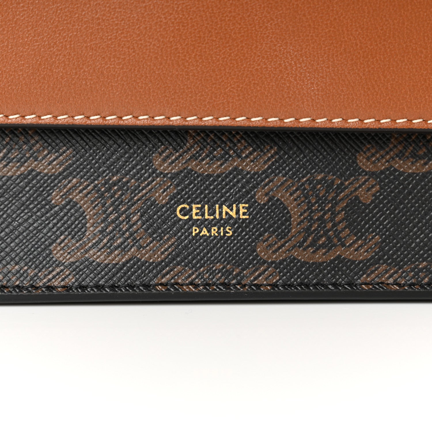 Celine Triomphe Canvas Lambskin Wallet On Strap Tan 7 of 10