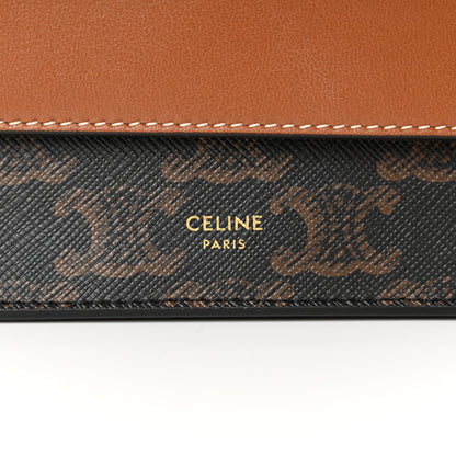 Celine Triomphe Canvas Lambskin Wallet On Strap Tan 7 of 10