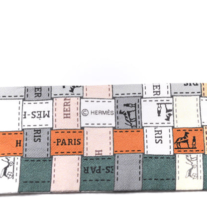 Hermes Silk Bolduc Au Carre Twilly Gris Caramel Blanc 3 of 4