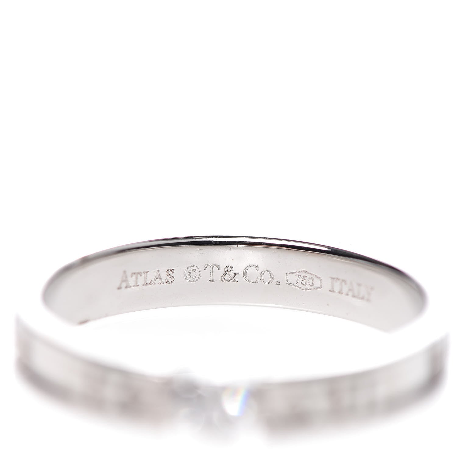 Tiffany 18K White Gold Diamond Atlas Solitaire Band Ring 56 7.5 4 of 4