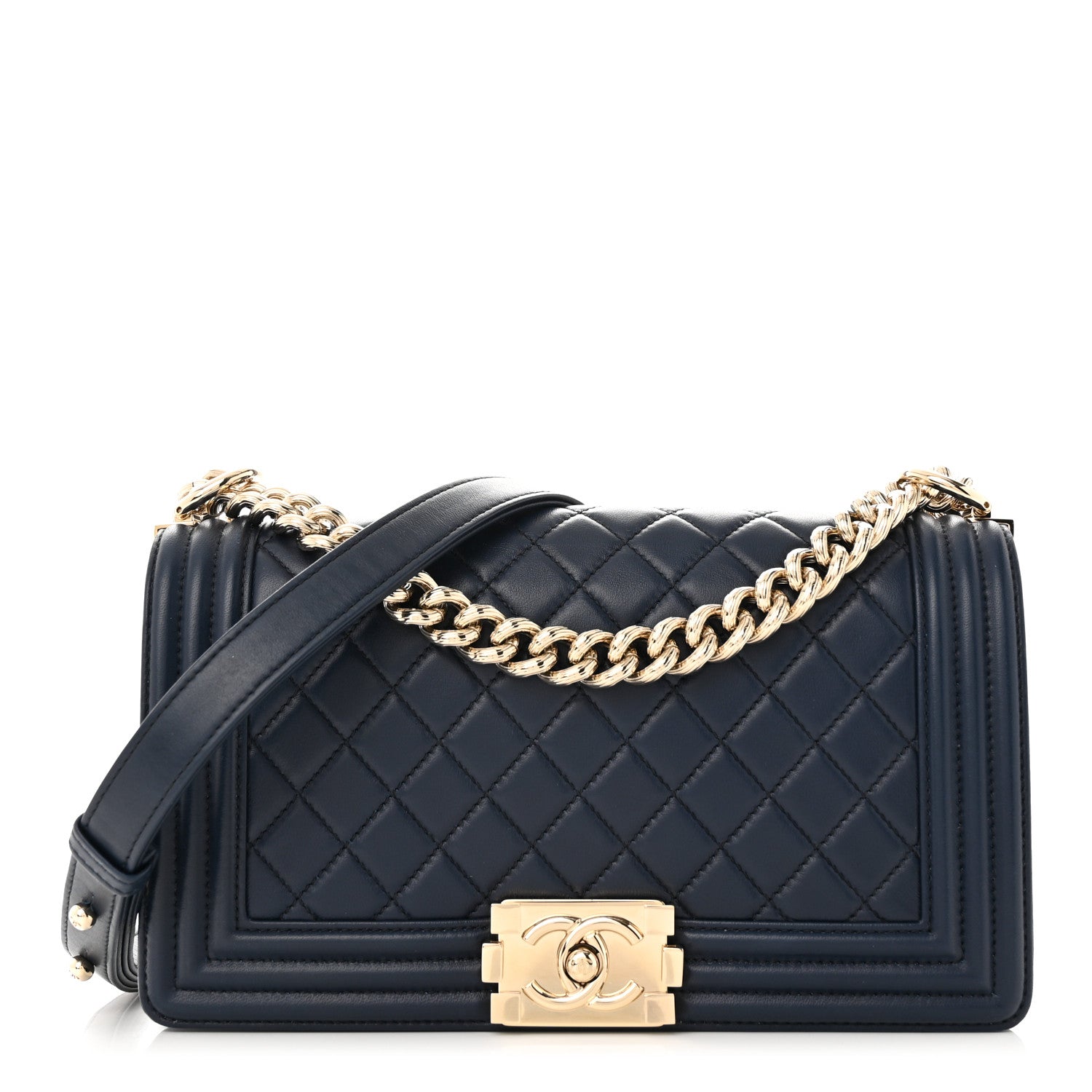 Chanel Lambskin Quilted Medium Boy Flap Dark Navy 1 of 10