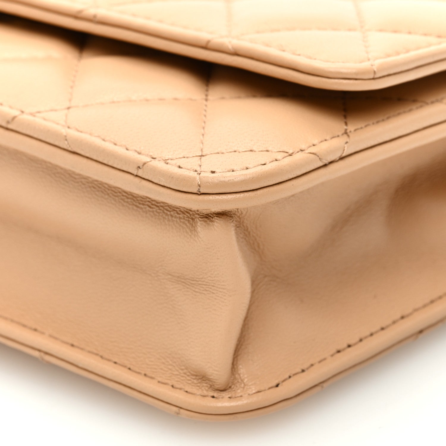 Chanel Lambskin Quilted CC Pearl Crush Wallet on Chain WOC Beige 10 of 11