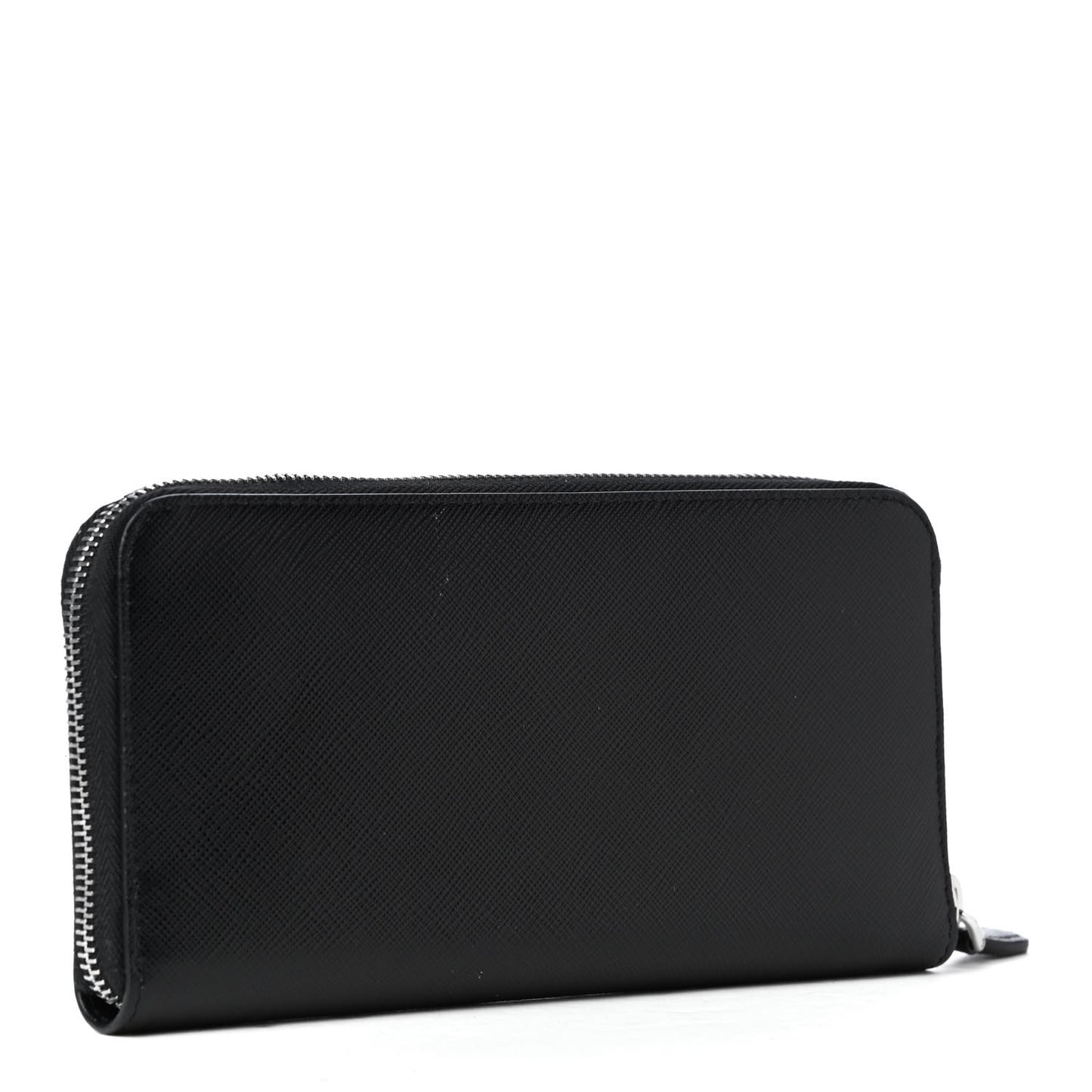 Saffiano Triangle Zip Around Wallet Black