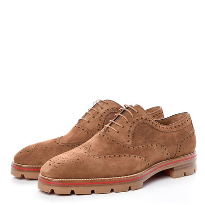 Christian Louboutin Veau Velours Mens Charlie Me Flat Oxfords 44 Brown 3 of 8