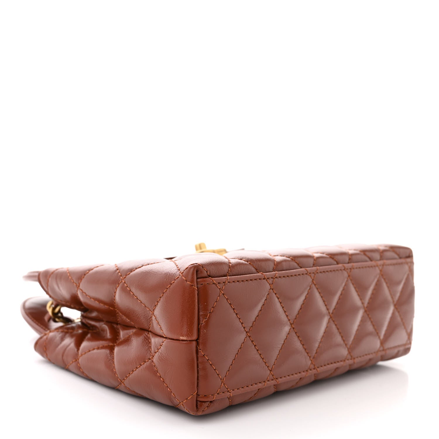 Chanel Shiny Aged Calfskin Quilted Nano Kelly Shopper Brown 4 of 11