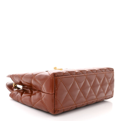 Chanel Shiny Aged Calfskin Quilted Nano Kelly Shopper Brown 4 of 11