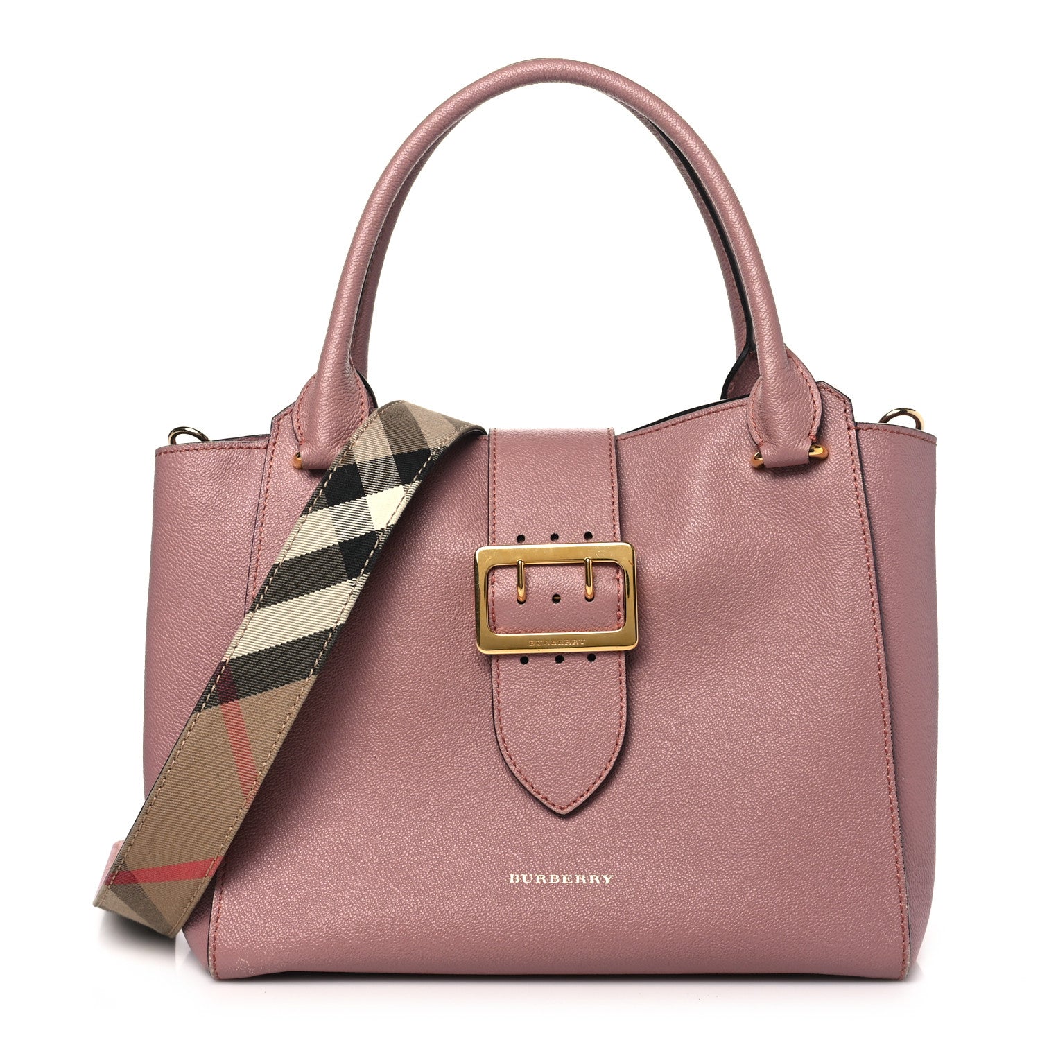 Burberry Soft Grain Calfskin Medium Buckle Tote Dusty Pink 1 of 10