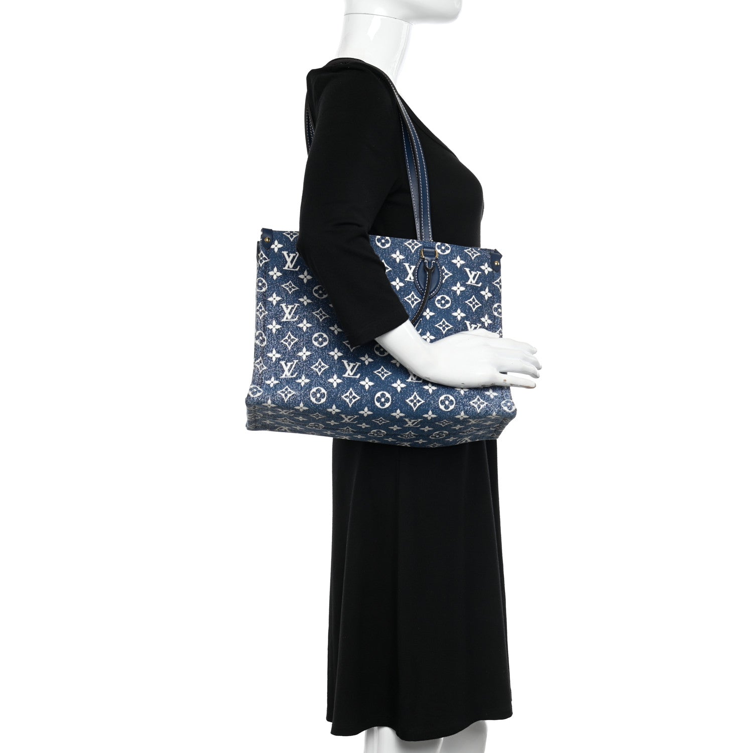 Louis Vuitton Monogram Jacquard Denim Onthego MM Bleu 2 of 9