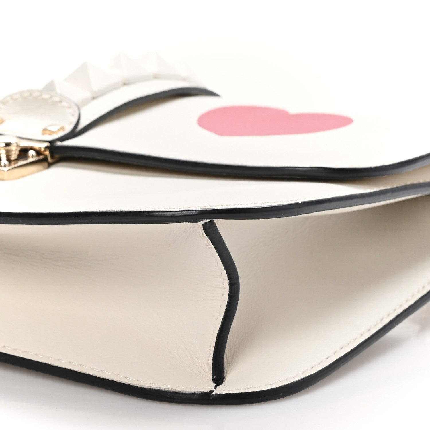 Valentino Garavani Nappa Painted Heart Medium Glam Lock Rockstud Flap White 10 of 10