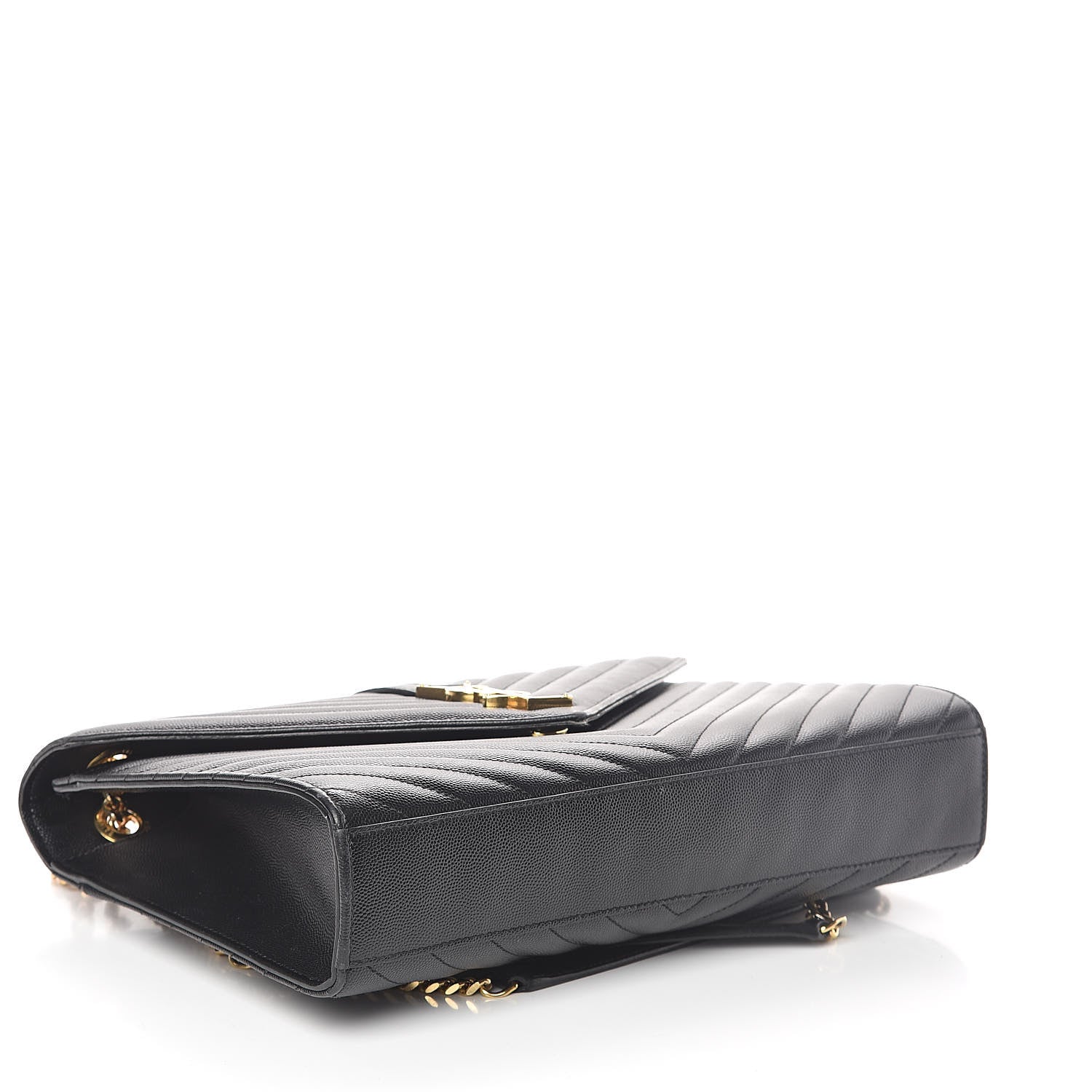 Saint Laurent Grain De Poudre Matelasse Chevron Large Monogram Satchel Black 4 of 11