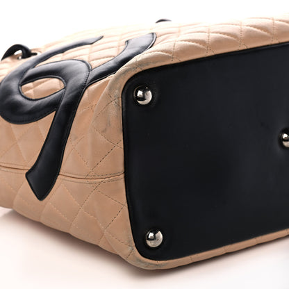 Chanel Calfskin Quilted Large Cambon Tote Beige Black 9 of 13