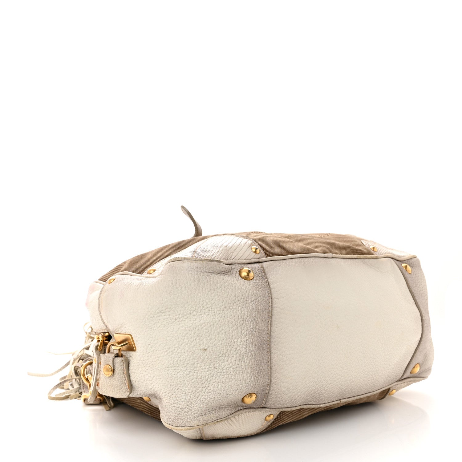 Prada Jacquard Logo Cervo Fringe Bowler Corda Talco 4 of 25