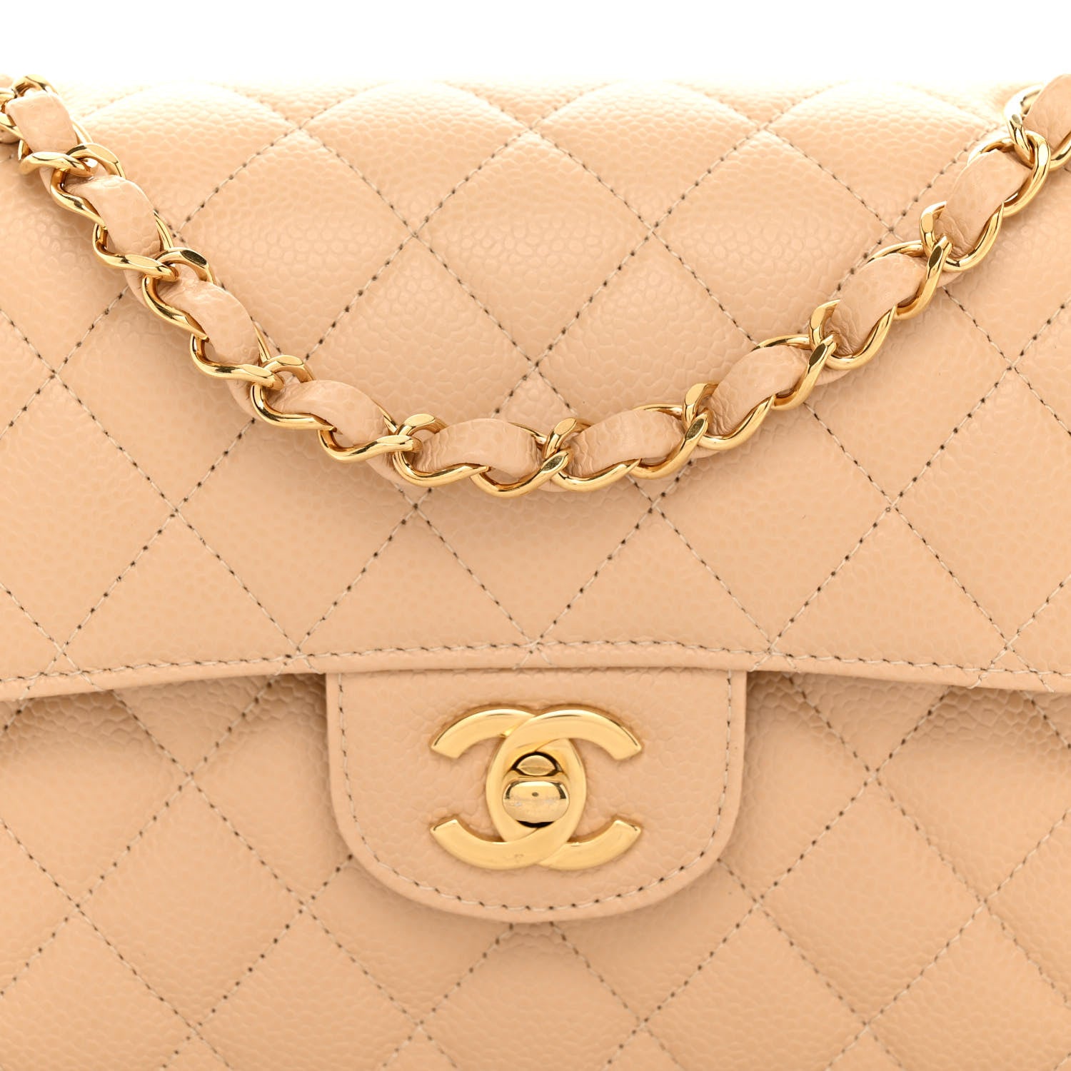 Chanel Caviar Quilted Small Double Flap Beige 8 of 10