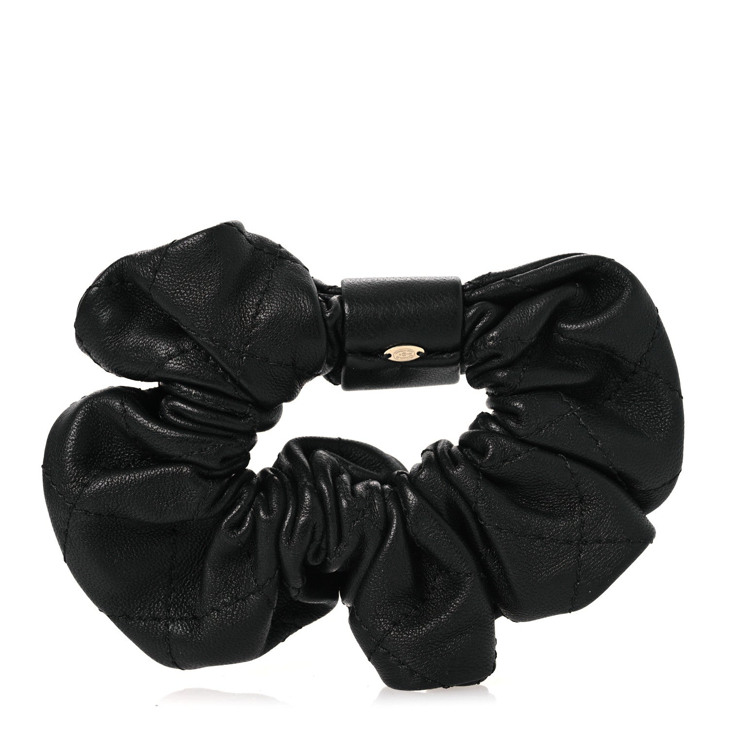 Chanel Lambskin Quilted CC Hair Scrunchie Black 2 of 3
