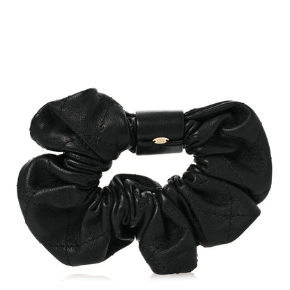 Chanel Lambskin Quilted CC Hair Scrunchie Black 2 of 3