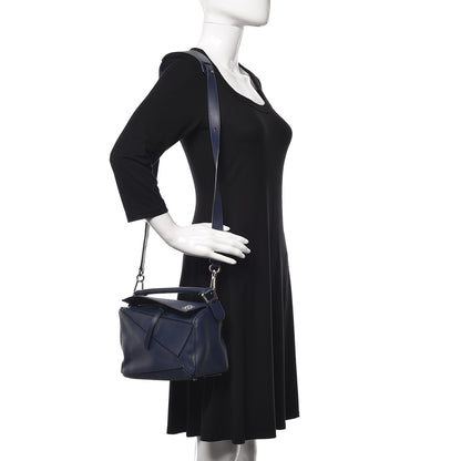 Loewe Calfskin Small Puzzle Bag Navy 3 of 19