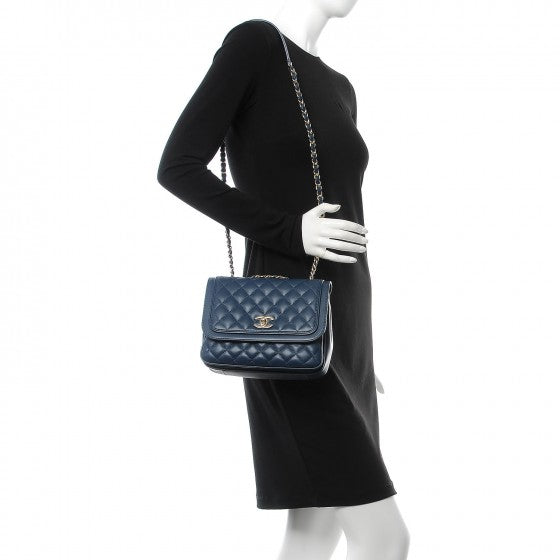 Lambskin Quilted Medium Lovely Day Flap Blue