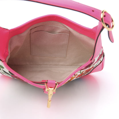 Gucci Canvas Flora Medium Jackie Hobo Fuchsia 5 of 9