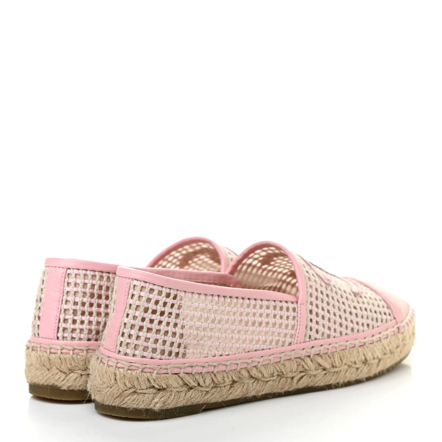 Mesh Lambskin CC Espadrilles 37 Light Pink Beige